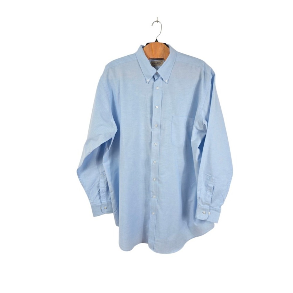 George Forman Shirt Mens 18.5 37/38 Blue Long Sleeve Button Down George Foreman